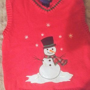 J. Khaki RED Snowman snowflake Christmas winter kids boys girls Sweater Vest top
